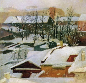  winter art - city roofs in winter snow Ivan Ivanovich